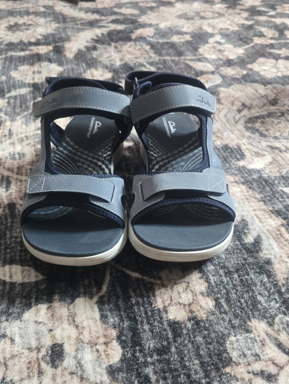 Clarks Women's Navy and Gray Hook-and-Loop Sport Sandals